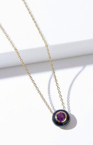 Black Enamel Rose Cut Amethyst Necklace