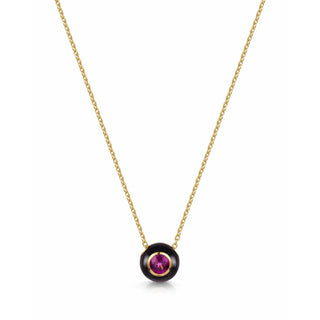 Black Enamel Rose Cut Rhodolite Necklace