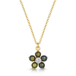 Black Opal Daisy Necklace