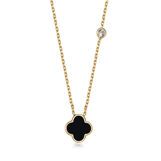 Clover Leaf Necklace- Black