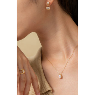 Malaika Rainbow Moonstone Octagon Necklace