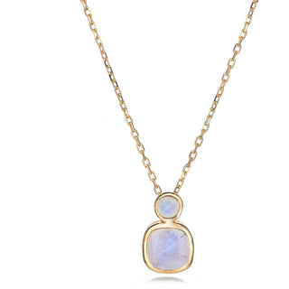 Malaika Rainbow Moonstone Round and Cushion Cut Necklace
