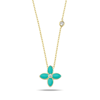 Moroccan Flower Necklace- Caribbean Blue