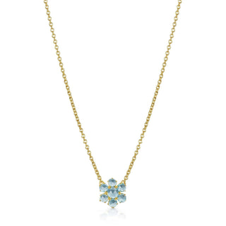Precious Flower Rose Cut Sky Blue Topaz Necklace