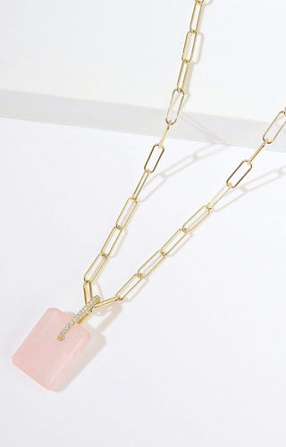 Rose Quartz Slab Necklace