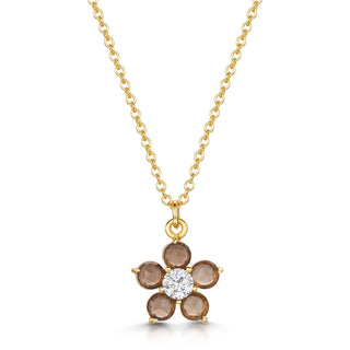 Smoky Quartz Daisy Necklace