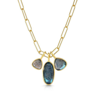 Triple Charm Organic Labradorite Necklace