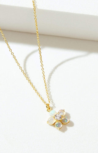 White Opal Daisy Necklace