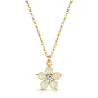 White Opal Daisy Necklace