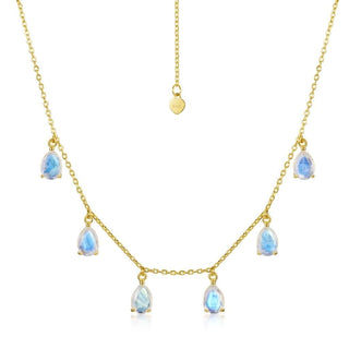 Rainbow Moonstone Raindrop Necklace