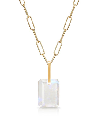 Rainbow Moonstone Slab Necklace