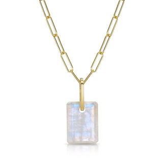 Rainbow Moonstone Slab Necklace