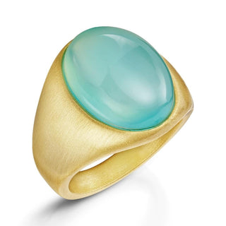 Classic Oval Aqua Chalcedony Ring