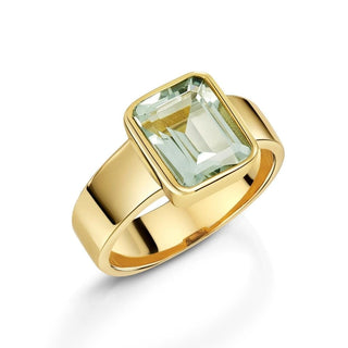 Gorgeous Octagon Green Amethyst Boss Babe Ring
