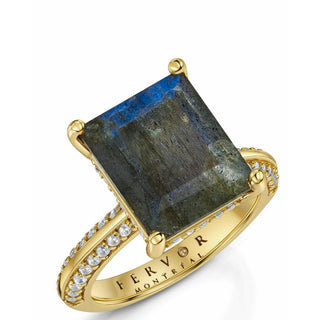 Labradorite Emerald Cut Cocktail Rings