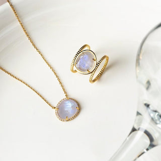 Malaika Rainbow Moonstone Island Ring