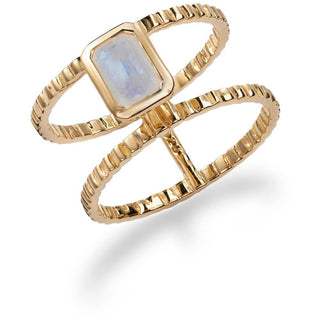 Malaika Rainbow Moonstone Octagon Bridge Ring