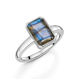 Octagon Bar Labradorite Ring