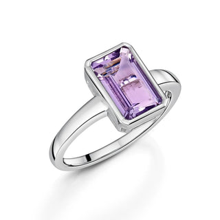 Octagon Bar Pink Amethyst Ring