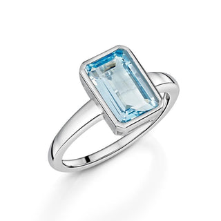 Octagon Bar Sky Blue Topaz Ring