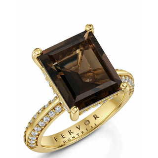Smoky Quartz Emerald Cut Cocktail Ring