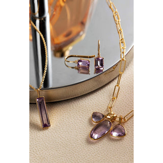 Triple Charm Organic Pink Amethyst Necklace
