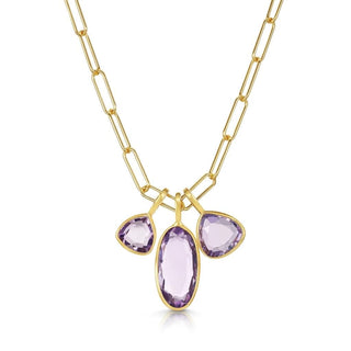 Triple Charm Organic Pink Amethyst Necklace