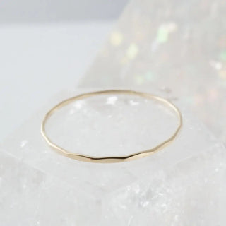 Hammered Skinny Stacking Ring, 14k Gold