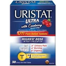 Uristat Ultra UTI Pain Relief, Maximum Strength 99.5 mg Phenazopyridine HCl, 30 Tablets