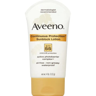 Aveeno Continuous Protection Sun Block Lotion SPF 55 4 oz