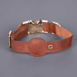 Charlotte Handcrafted Calfskin Leather Dog Collar - Compatible with AirTag