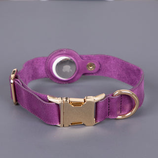 Charlotte Handcrafted Calfskin Leather Dog Collar - Compatible with AirTag