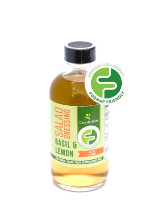 Low FODMAP Certified & AIP Salad Dressing (Basil & Lemon) - Essential Oil Balsamic Vinaigrette No Onion No Garlic Artisan Salad Dressing, Paleo