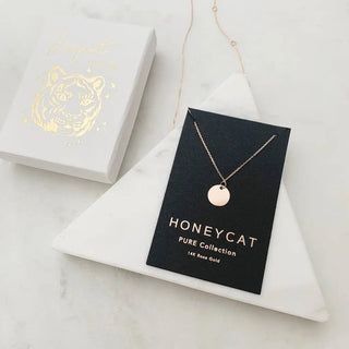 Mini Hanging Sun Disc Necklace, 14k Gold