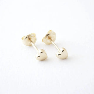 Mini Heart Studs, 14k Gold