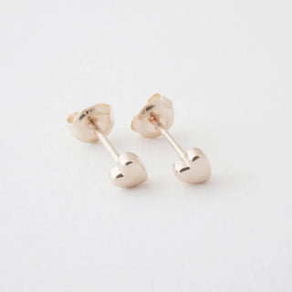 Mini Heart Studs, 14k Gold