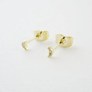 Mini Moon Crystal Stud Earrings