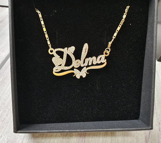 Crystal Custom Name Butterfly Necklace