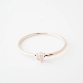 Rose Quartz Point Solitaire Ring