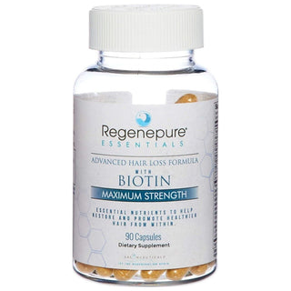 RegenePure Essentials Hair Loss Supplement With Biotin Maximum Strength 90 Caps