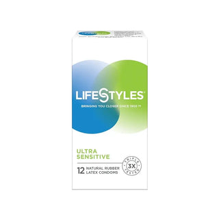 Lifestyles Ultra Sensitive Condoms Lubricated With Spermicide Latex 12 each