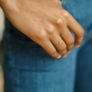 Tiny White Topaz Baguette Ring, 14k Gold