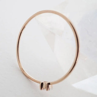 Tiny White Topaz Baguette Ring, 14k Gold