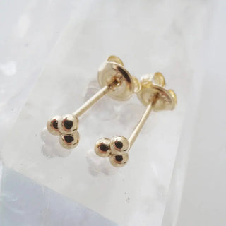 Trinity Ball Studs, 14k Gold