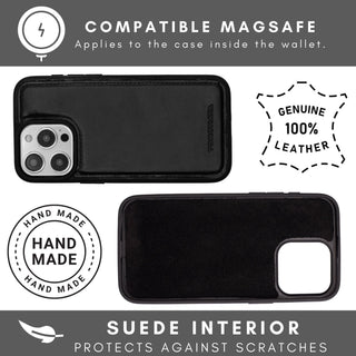 Vegas Premium Leather iPhone 15 Wallet Case with MagSafe | Detachable RFID Blocking Luxury Wallet
