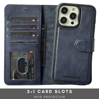 Vegas Premium Leather iPhone 15 Wallet Case with MagSafe | Detachable RFID Blocking Luxury Wallet