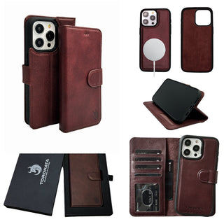 Vegas Premium Leather iPhone 15 Wallet Case with MagSafe | Detachable RFID Blocking Luxury Wallet